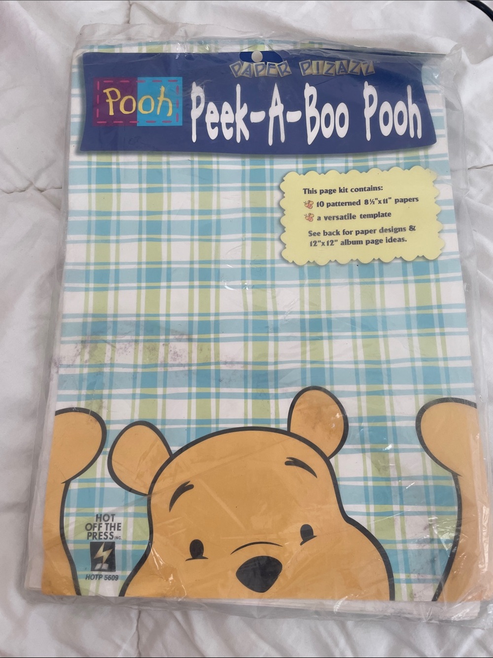 Peek a boo Pooh scrapbook papers